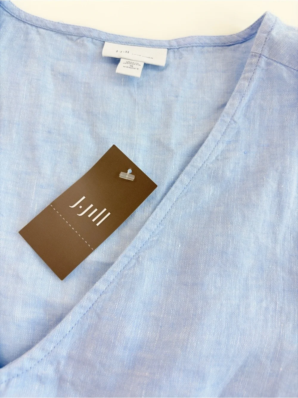 J. Jill Love Linen Cornflower Blue sleeveless v-neck 100% linen dress Size 1X - Picture 11 of 16